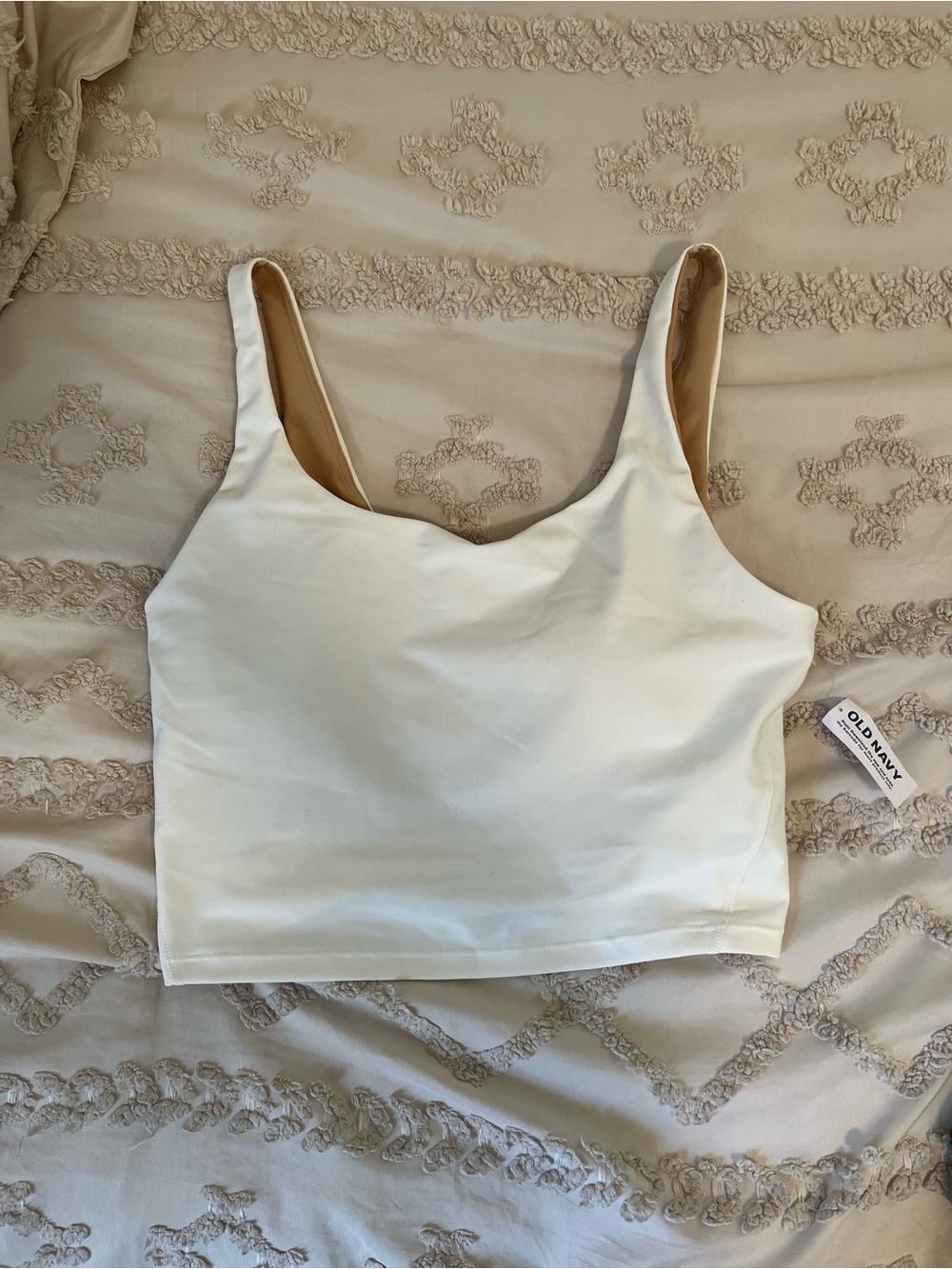 Old Navy Cream Cropped Sports Bra